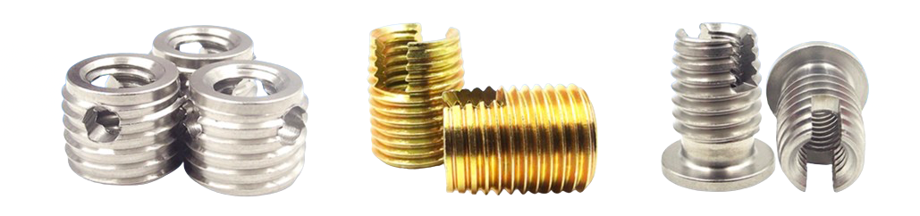 Close-up of Brassland brass self-tapping threaded inserts