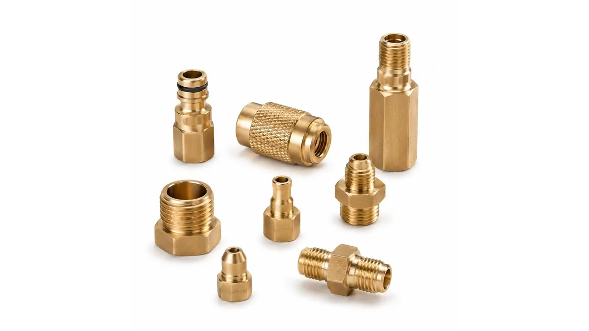 Brass threaded unions, adaptors and quick-connect fittings machined by Brassland