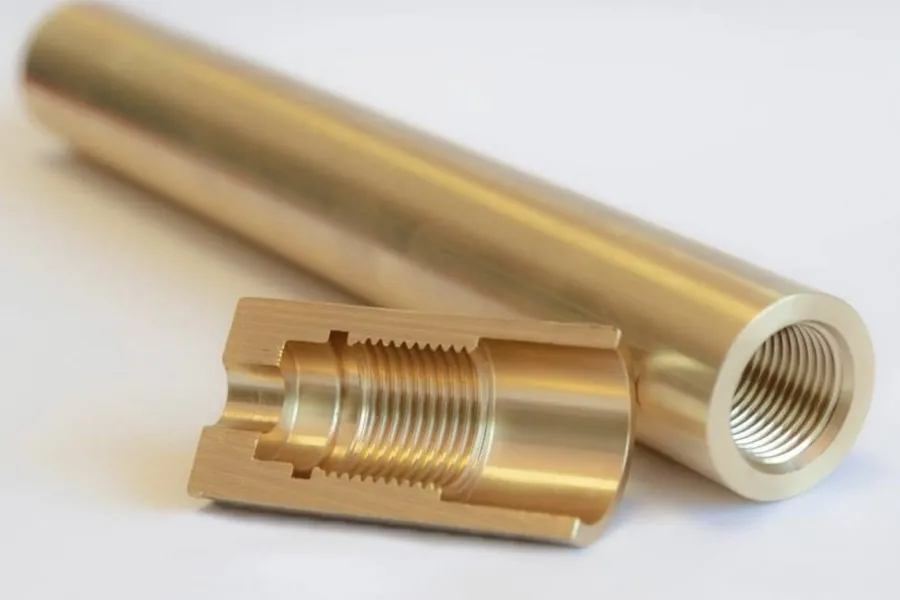 Precision brass tube and threaded fitting machined by Brassland