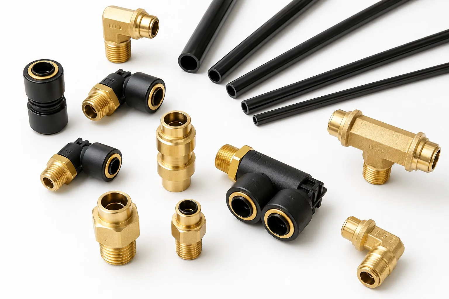 Brass pneumatic connector and push-in fitting bodies machined to drawing by Brassland