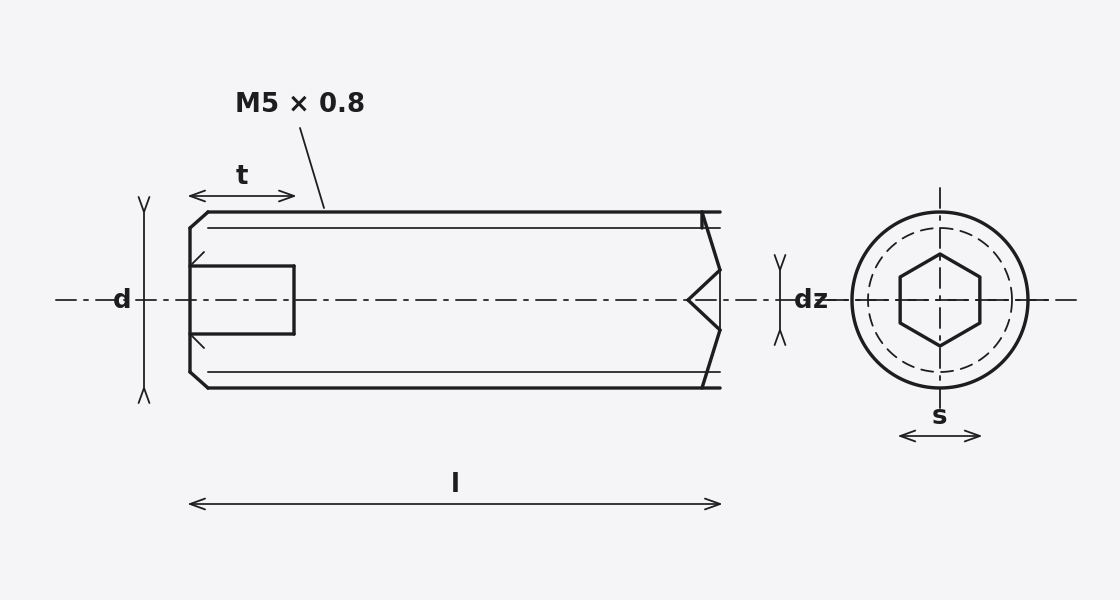 Brassland brass set screw DIN 916 / ISO 4029 — cup point engineering drawing showing hex socket, thread and concave cup tip