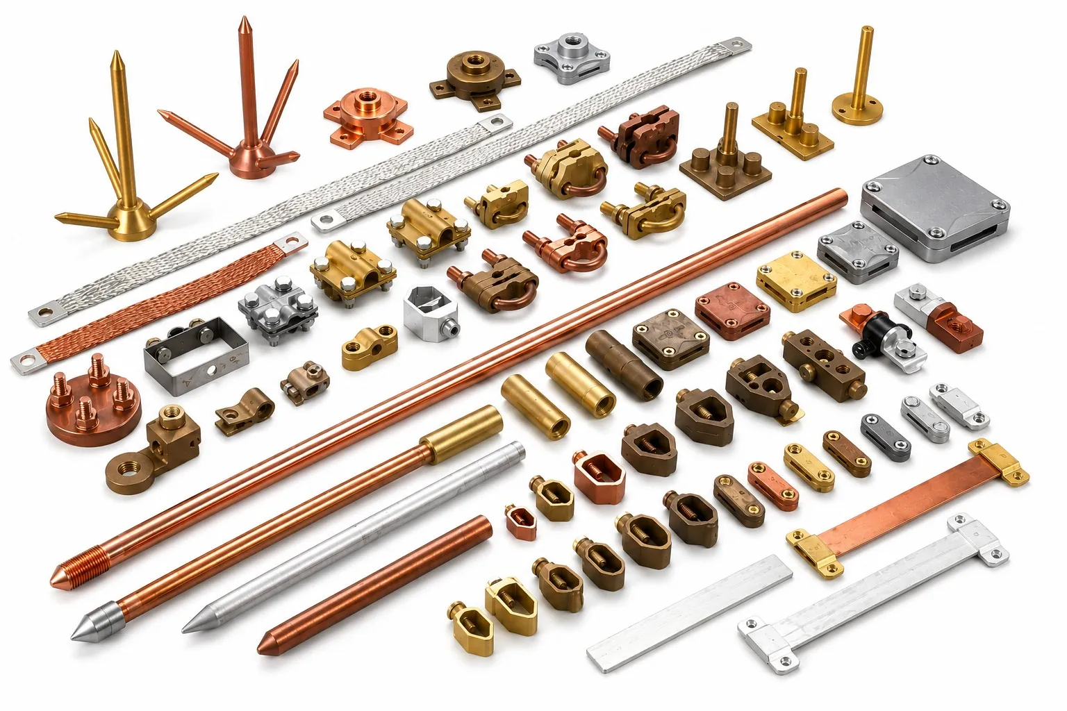 Brass and copper earthing terminals, clamps, bars and lugs by Brassland