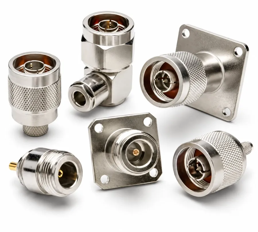 Machined RF coaxial connector bodies (SMA, BNC, N-type) by Brassland