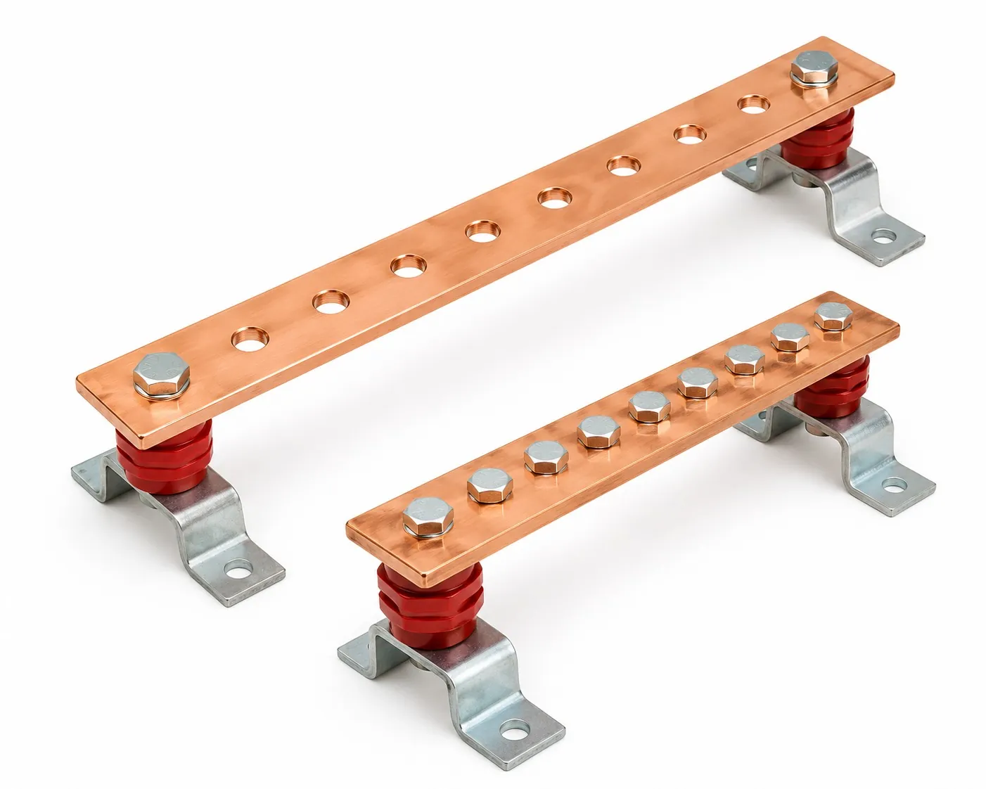 Machined copper busbar with bolt holes for LV/MV distribution by Brassland