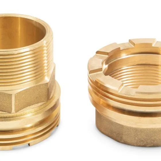 Forged brass threaded hex fitting and ring nut