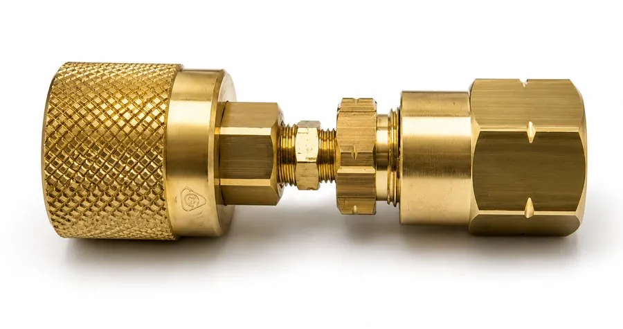 Brassland brass POL and cylinder connectors for LPG and propane — machined to drawing