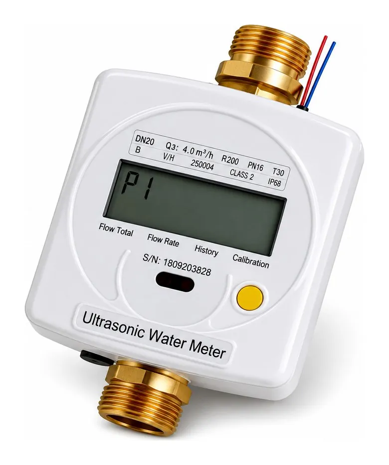 Ultrasonic flow meter with brass threaded coupling ends