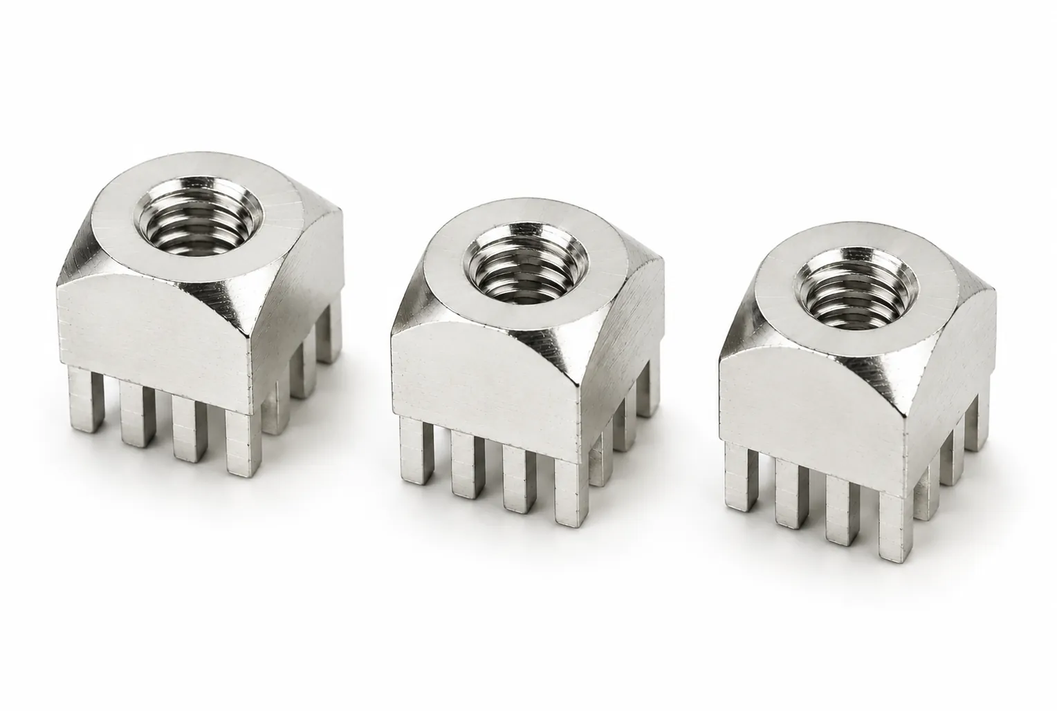 Brass press-fit PCB terminals — tin-plated board-mount sockets with pins