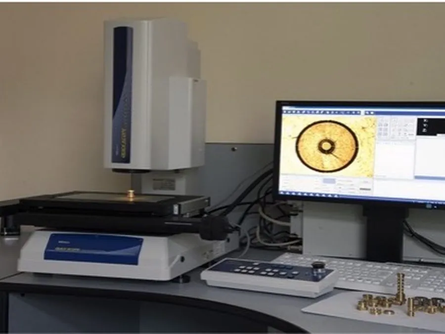 Mitutoyo Quick Scope vision measuring system inspecting a brass part at Brassland