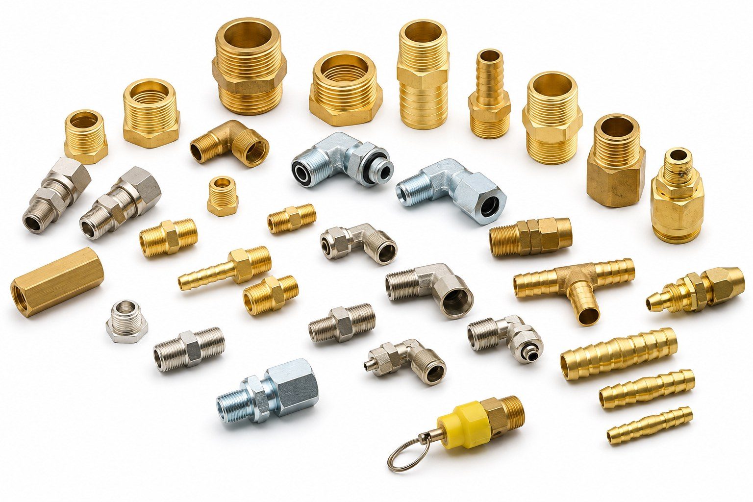 Imperial and ANSI brass parts — UNC hex nuts, machine screw nuts, standoffs, socket set screws, inserts and SAE flare nuts