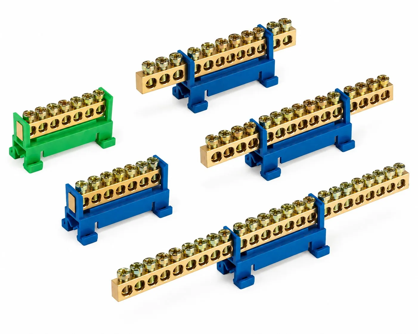 Brass neutral and earth bars and links on insulated bases by Brassland