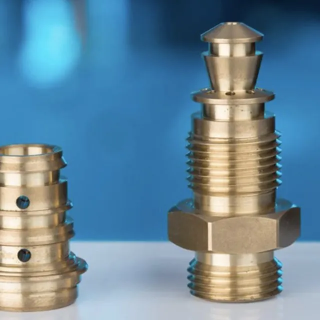 Machined brass quick-connect fitting and hex nut