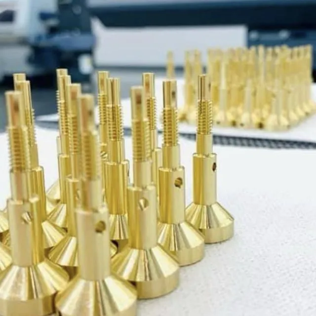 Rows of brass turned pins