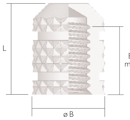 Moulding-in HiMould Type A blind-ended brass insert design