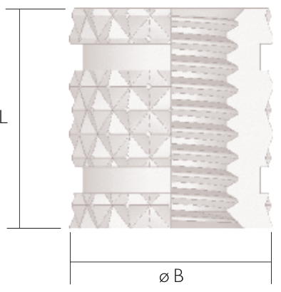 Moulding-in HiMould Type B open-ended brass insert design